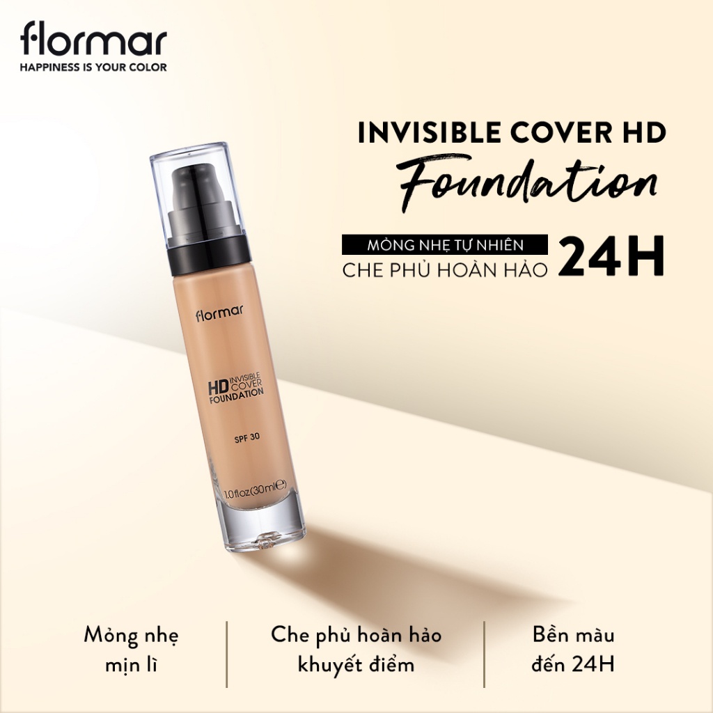 Kem nền Flormar HD Invisible Cover Foundation SPF 30 chống mốc