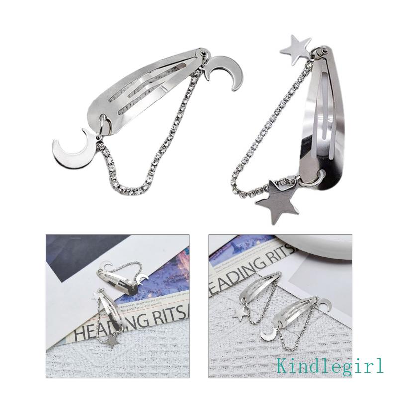 Kẹp Tóc Kim Loại Hình Mặt Trăng Và Ngôi Sao Y2K Y2K