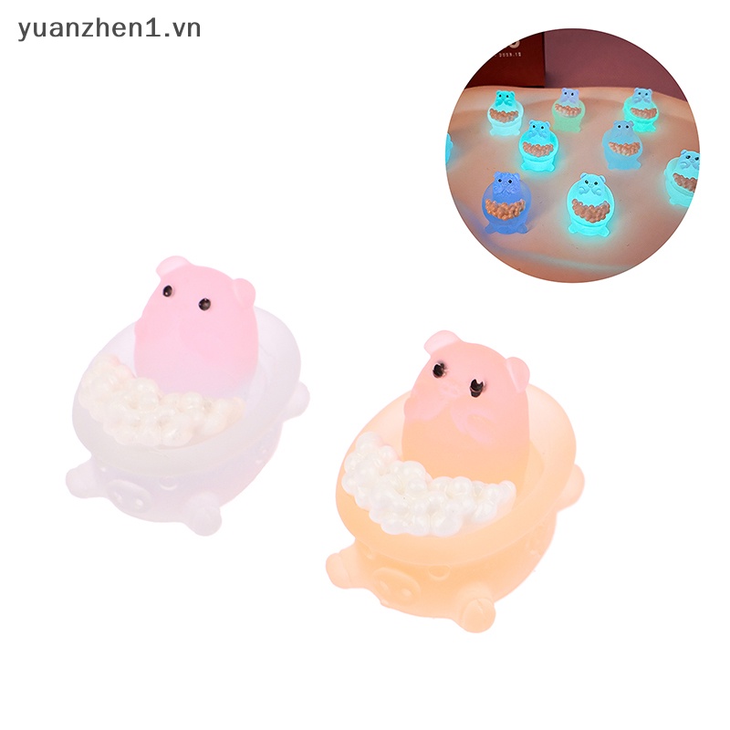 Set 2 Phụ Kiện Trang Trí Điện Thoại Hình Chú Heo Bằng Nhựa Phát Quang DIY
