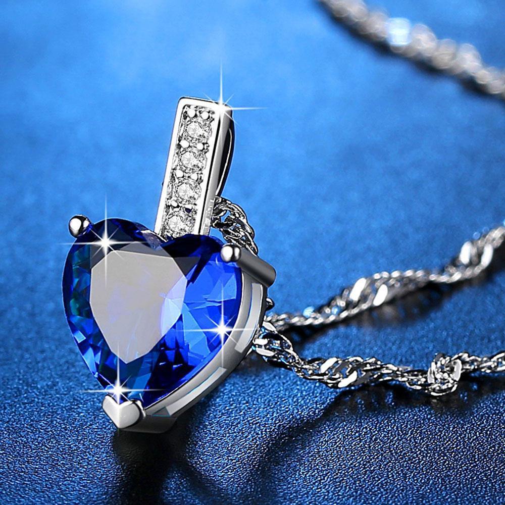 Dây Chuyền Mặt Hình Trái Tim Đính Đá Zircon Nhiều Màu Sắc Thời Trang