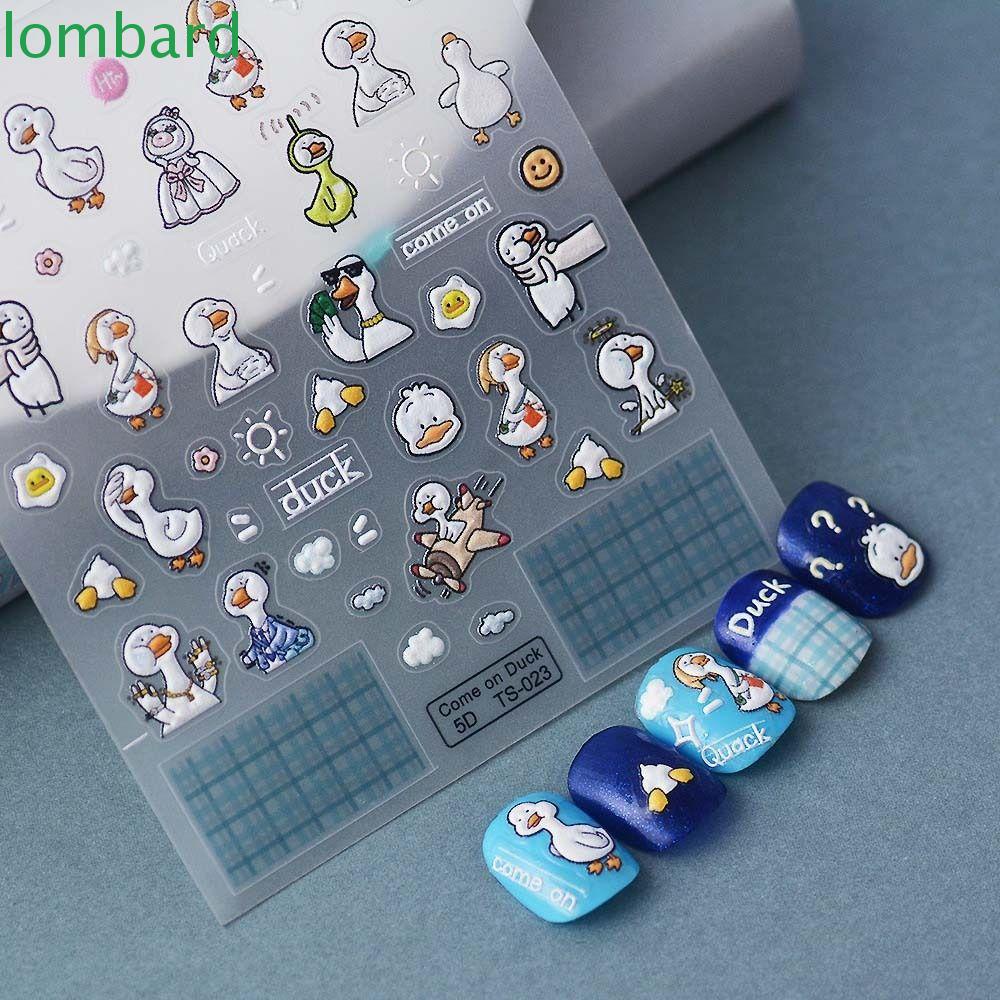 LOMBARD Miếng Dán Trang Trí Móng Tay Tự Dính Họa Tiết Hoạt Hình Dễ Thương