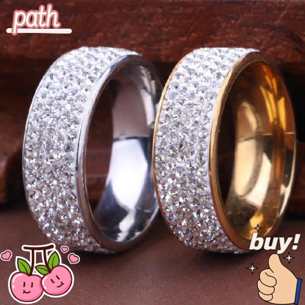 PATH Nhẫn Inox Đính Đá Thời Trang Cho Nam Nữ