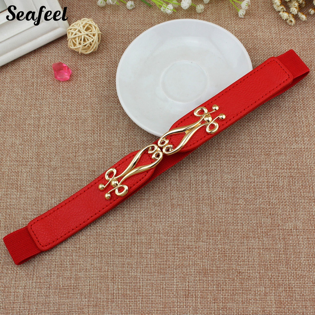 Thắt Lưng Da Co Giãn Phối Màu Tương Phản Thoải Mái Dễ Điều Chỉnh Cho Nữ