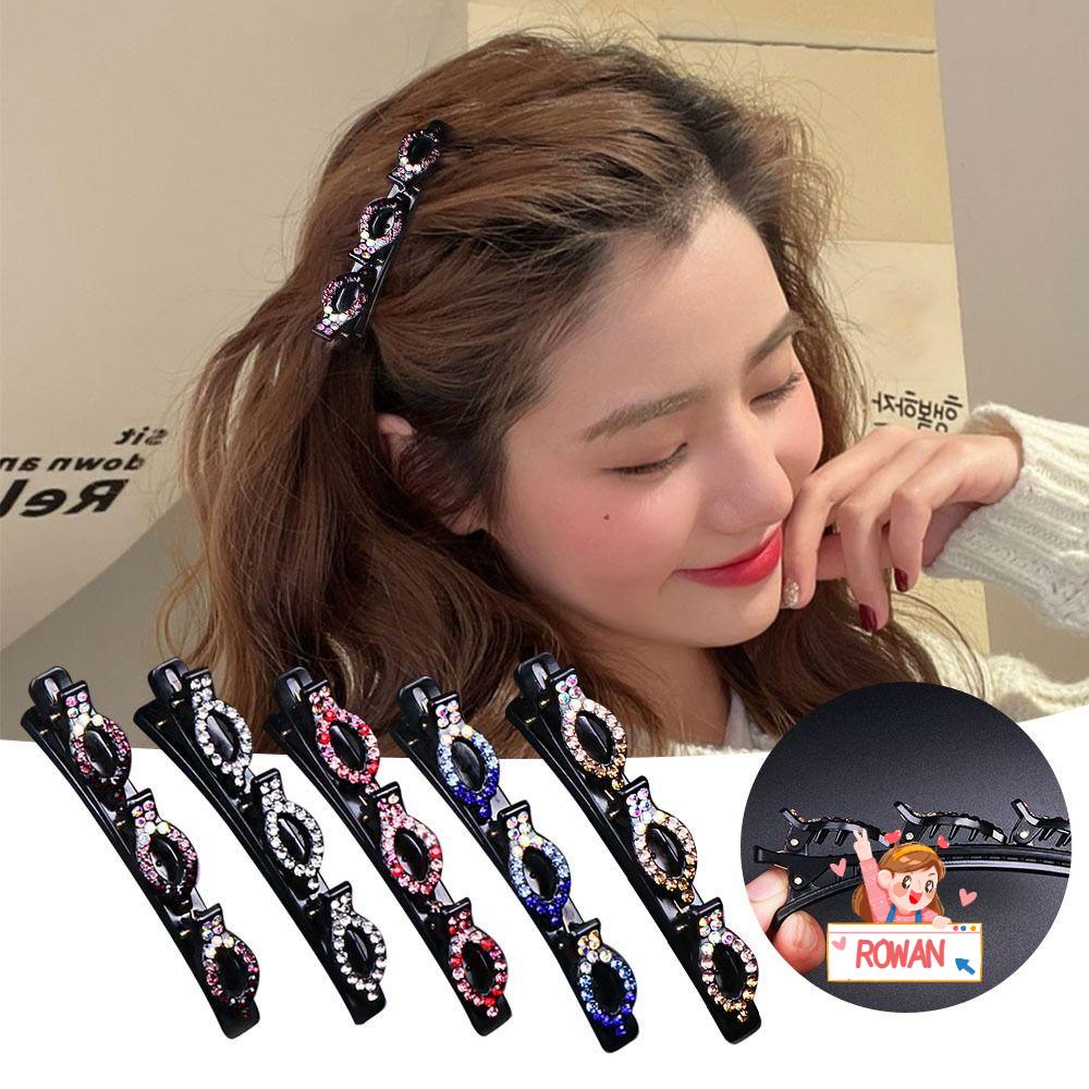 ROWANS Set 2 / 5 Kẹp Tóc Vải Satin Đính Đá Thời Trang Nữ Tính