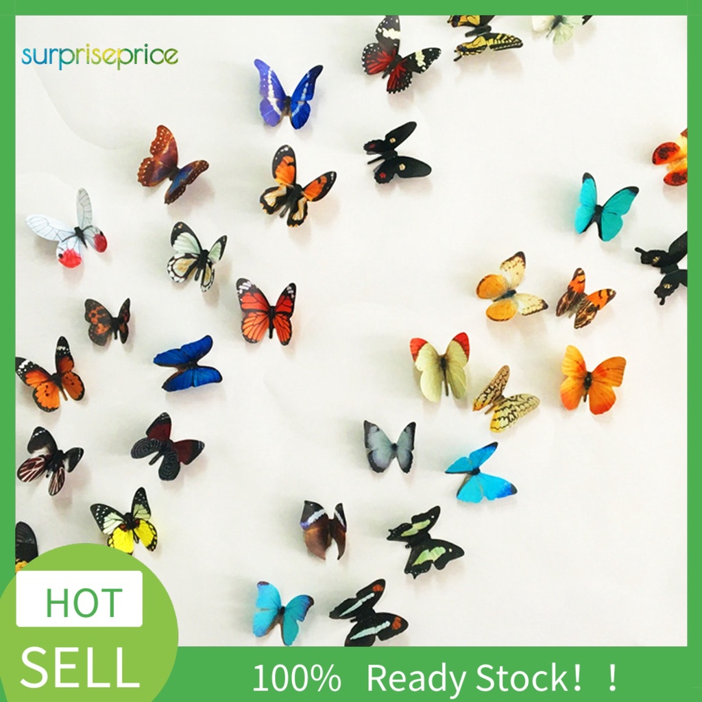 1 Tấm Hình Dán Trang Trí Tường Hình Bướm 3D Bằng PVC Chống Thấm Nước