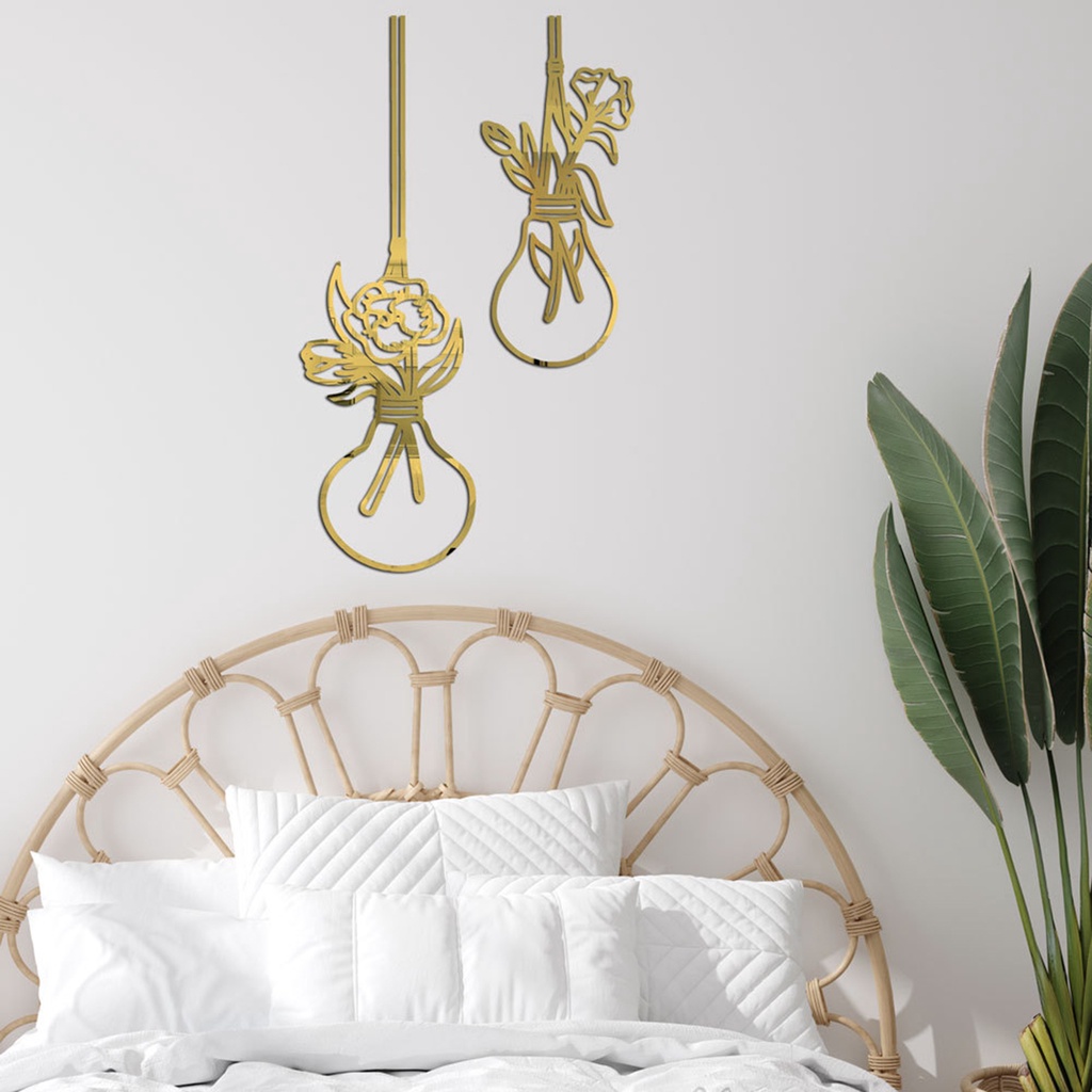 Miếng Dán Tường Trang Trí Tráng Gương Hình Bóng Đèn 3D Bằng Acrylic DIY Dành Cho Nhà Cửa