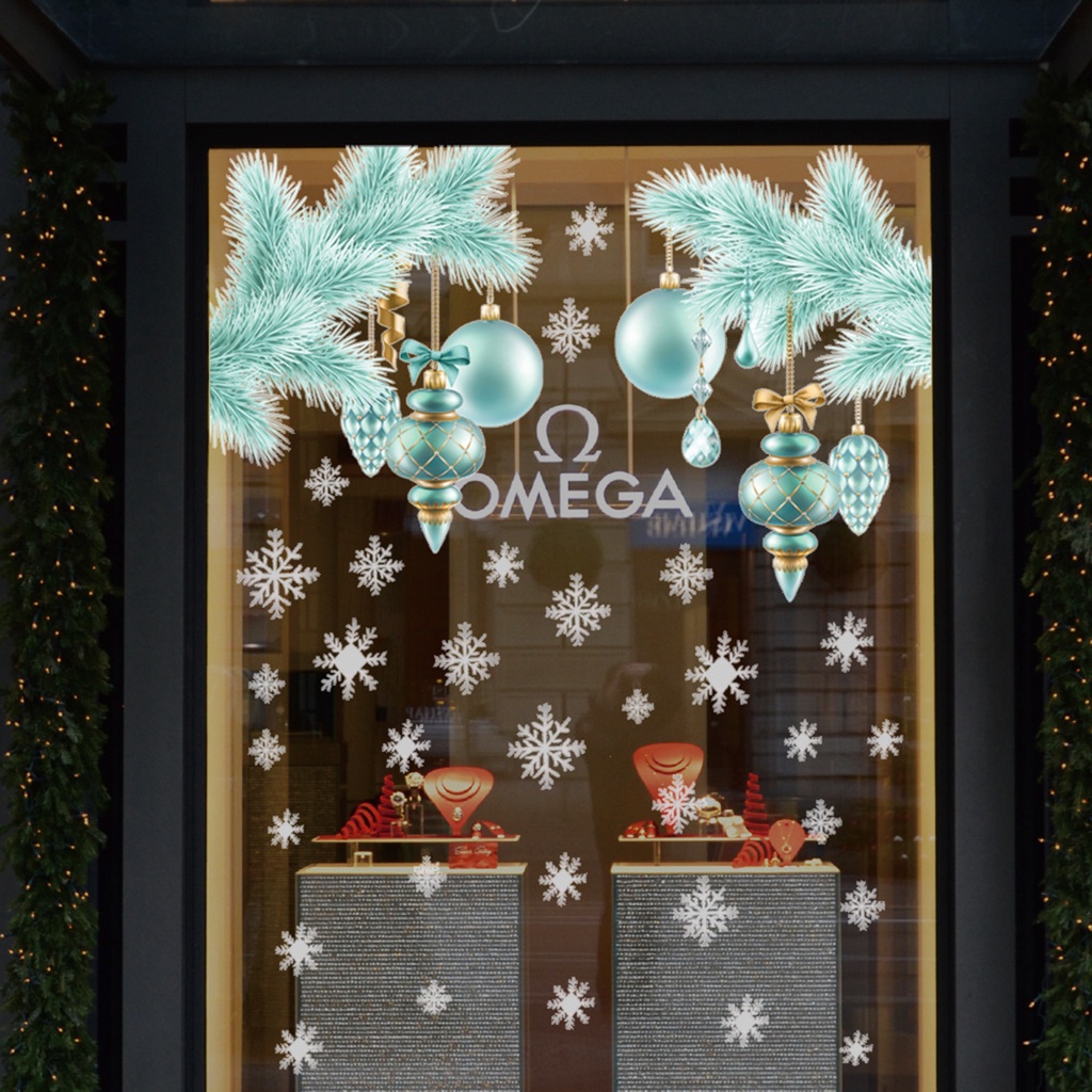 1 Set Sticker Dán Cửa Kính Bằng PVC Họa Tiết Hoa Tuyết Dễ Thương Bắt Mắt