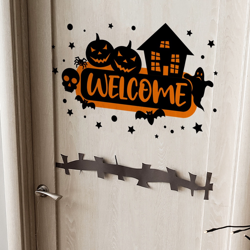 (Bất Ngờ) Nhãn Dán Tường Cửa Sổ Tự Dính Hình Bí Ngô Halloween Có Thể Tháo Rời Dễ Dàng Trang Trí Tiệc Tùng