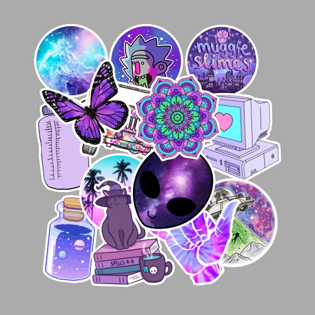 Bộ 50 Miếng Dán PVC Chống Thấm Nước Nhiều Màu Sắc Có Thể Tái Sử Dụng Dùng Trang Trí Ván Trượt