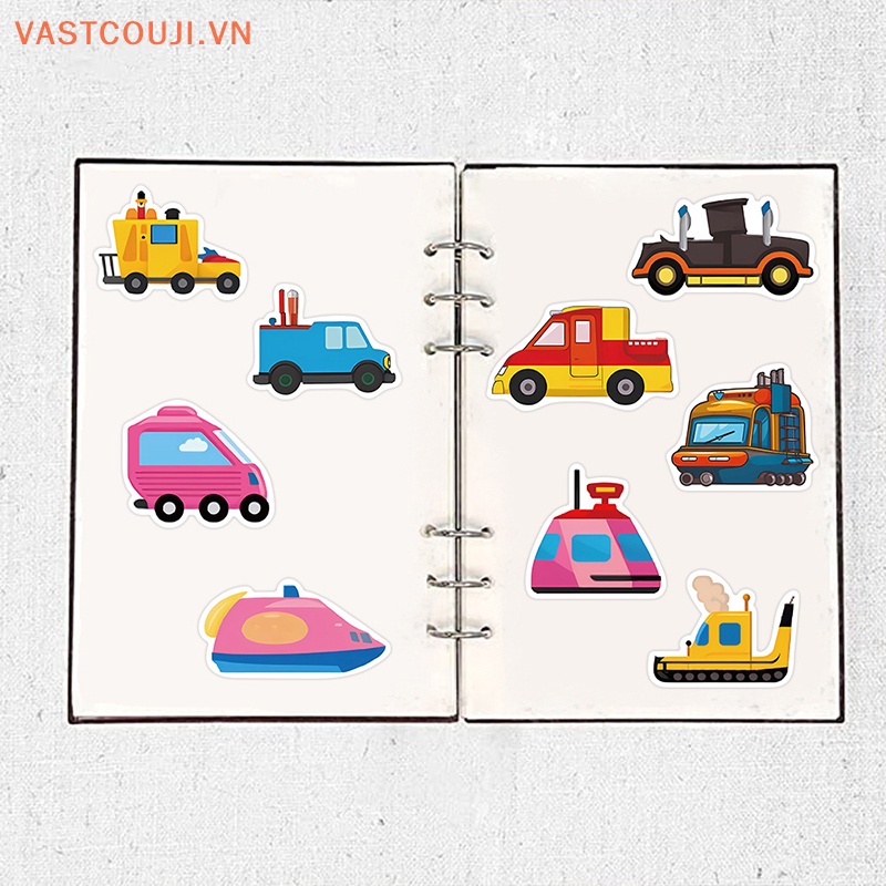 Bộ 50 Miếng Dán Họa Tiết Xe Tải Hoạt Hình Trang Trí Phòng Ngủ / Tủ Lạnh / Sổ Tay