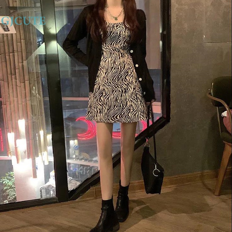 Đầm Hai Dây Mỏng Mùa Hè In Họa Tiết Lưới Gợi Cảm Cho Nữ WTD