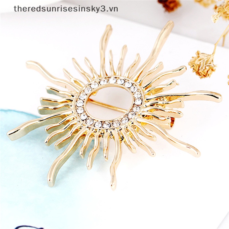 Ghim Cài Áo Hình Mặt Trời Đính Đá Pha Lê Thời Trang Cho Nữ