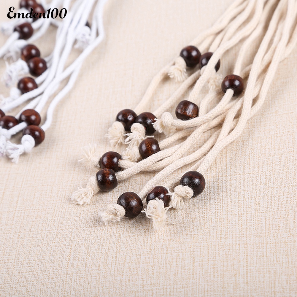 Thắt Lưng Dây Bện Kết Hạt Gỗ Vintage Cho Nữ