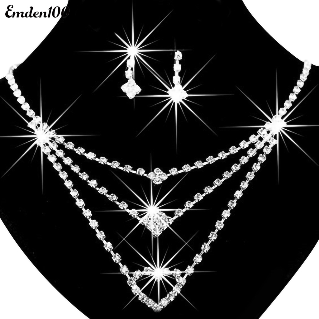 Bộ Trang Sức Vòng cổ / Bông Tai Hình Vuông / Trái Tim Tinh Tế Cho Đám Cưới