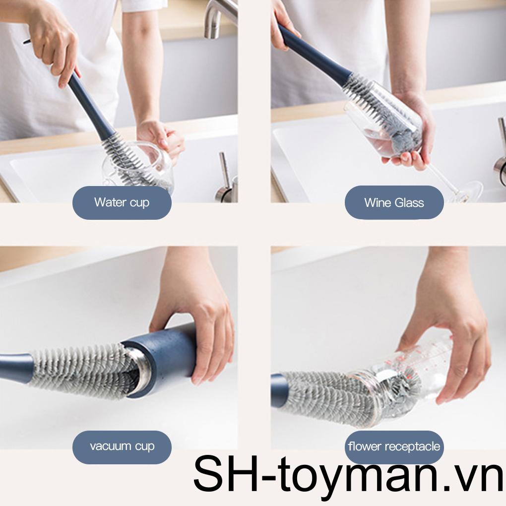 Cọ Rửa Ly Bằng Silicone Cán Dài Tiện Lợi Dành Cho Nhà Bếp