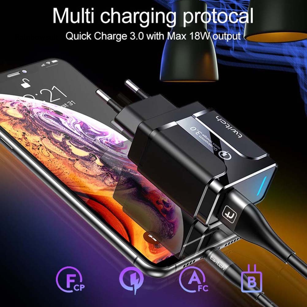 Cốc Sạc Nhanh 18W QC 30 Phích Cắm EU Tiện Dụng Cho Điện Thoại