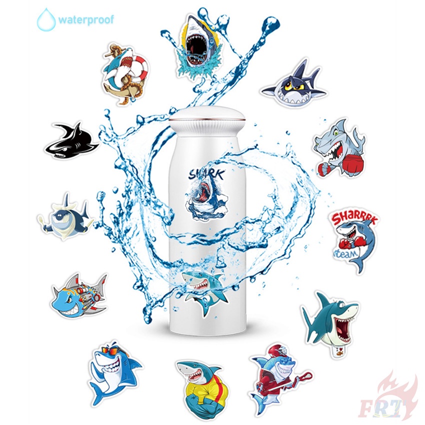 ❉ Miếng Dán Trang Trí Hình Cá Mập Vui Nhộn Series 04 ❉ Bộ 50 Sticker Chống Thấm Nước Họa Tiết Doodle Hợp Thời Trang