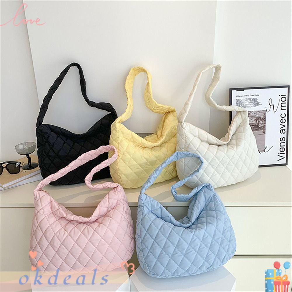 OKDEALS Túi Xách Cotton Cỡ Lớn Họa Tiết Sọc Caro Thời Trang Cho Nữ