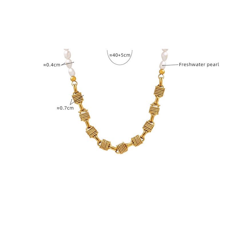 Vòng cổ Đồng Thau Đính Ngọc Trai Tự Nhiên Thời Trang Sáng Tạo