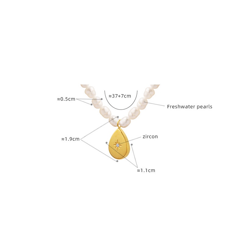 Vòng cổ Mặt Hình Giọt Nước Dát Đá Zircon Ngọc Trai Phong Cách Pháp Lãng Mạn