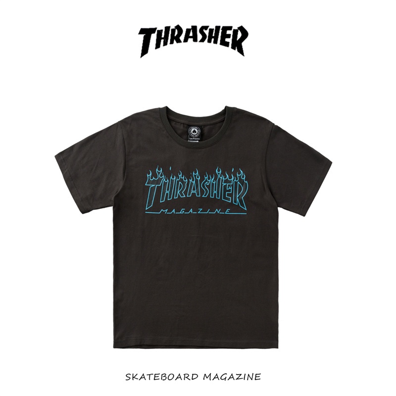 Áo Thun Cotton Tay Ngắn In Chữ Thrasher Và Ngọn Lửa Thời Trang Đường Phố Cho Nam Và Nữ Mã Số 543