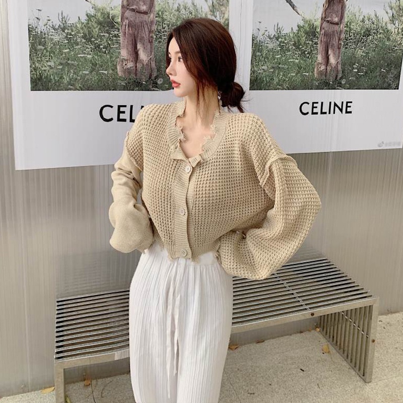 Áo Khoác Dệt Kim Tay Dài Dáng Rộng Phong Cách Hàn Quốc Thời Trang Mùa Thu Cho Nữ