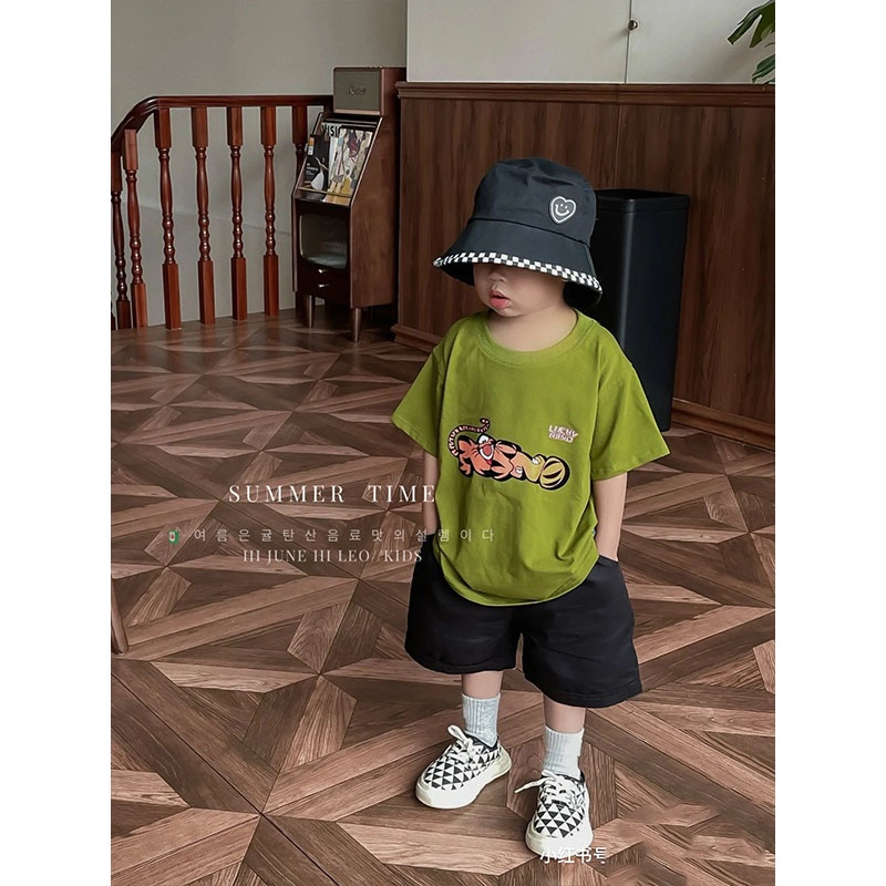 Áo Thun Cotton Tay Ngắn Dáng Rộng In Họa Tiết Hoạt Hình Phong Cách Đường Phố Mỹ Thời Trang Mùa Hè Cho Bé Trai