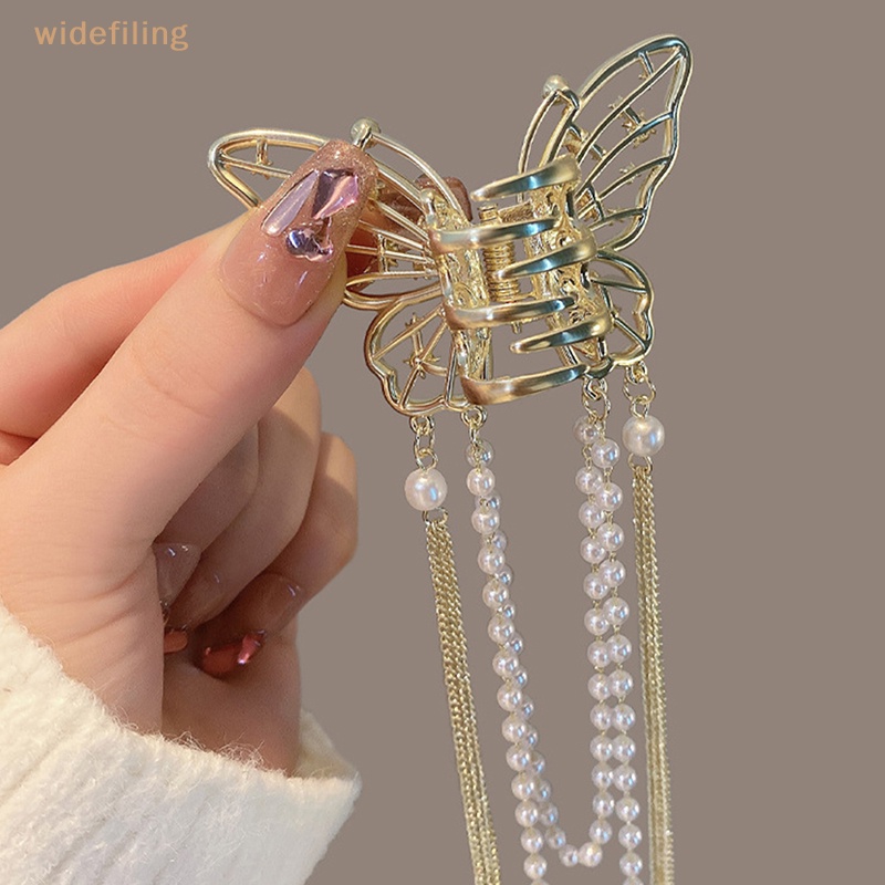 Kẹp Tóc Càng Cua Đính Ngọc Trai Dáng Dài Phong Cách Vintage Thời Trang Cho Nữ