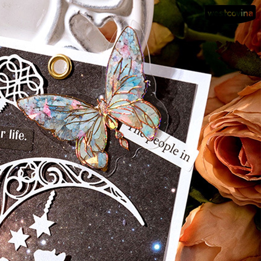 [WSTN] [WSTN] [WSTN]✎Set 40 Miếng Dán Hình Bướm Nhiều Màu Sắc Chống Nước Dễ Tháo Gỡ Trang Trí Sổ Tay