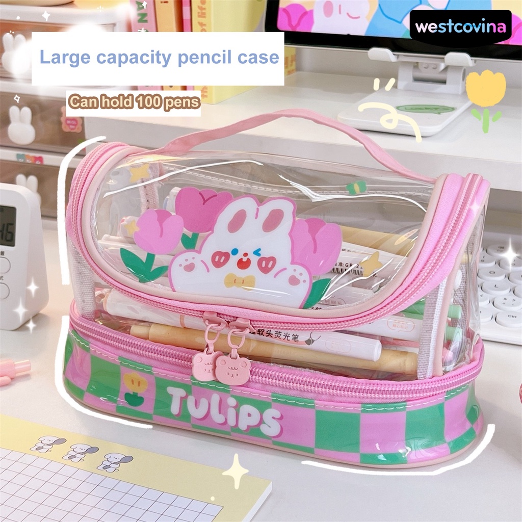 [WSTN] [WSTN]✎Túi Đựng Bút Bằng PVC Trong Suốt Chống Bụi Sức Chứa Lớn Họa Tiết Hoạt Hình Cho Học Sinh