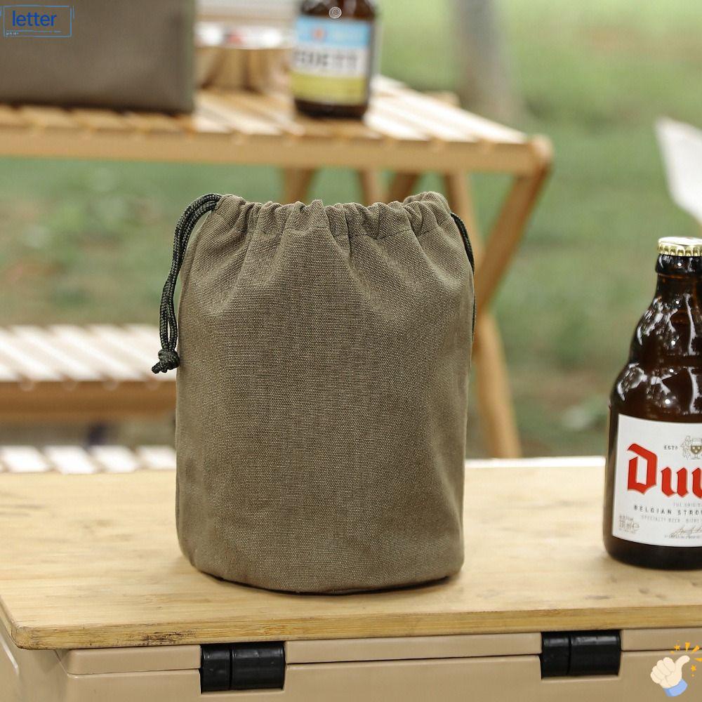 LET Túi Canvas Dây Rút Đựng Dụng Cụ Ăn Uống Tiện Lợi Khi Đi Cắm Trại