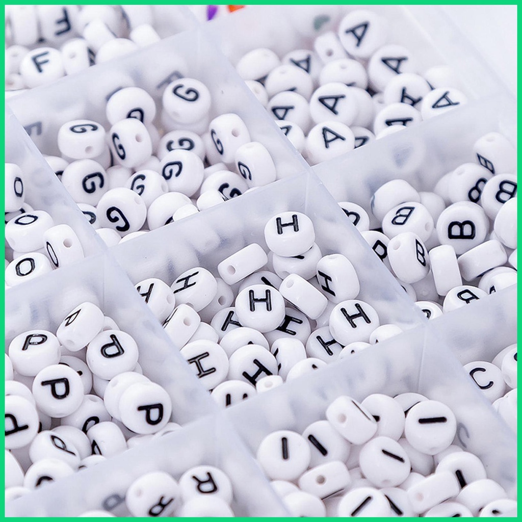 Set 1400 Hạt Xâu Chuỗi 4x7mm In Chữ Cái Làm Trang Sức Diy