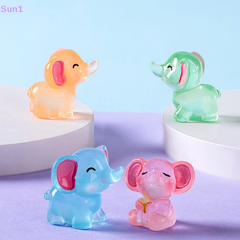 Set 2 Tượng Voi Mini Bằng Nhựa Resin Dạ Quang Để Bàn Trang Trí Nội Thất Xe Hơi