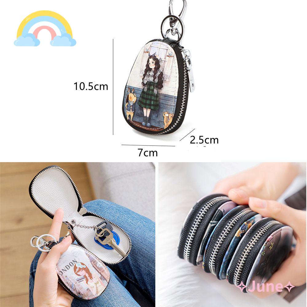 JUNE Ví Mini Đựng Chìa Khóa Xe Hơi Cho Nữ Giá Đỡ