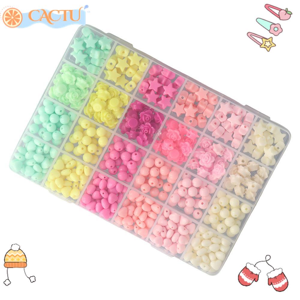 CACTU Set 732 Hạt Xâu Chuỗi Nhiều Màu Sắc Hình Hoa Hồng / Trái Tim / Ngôi Sao Bằng Acrylic