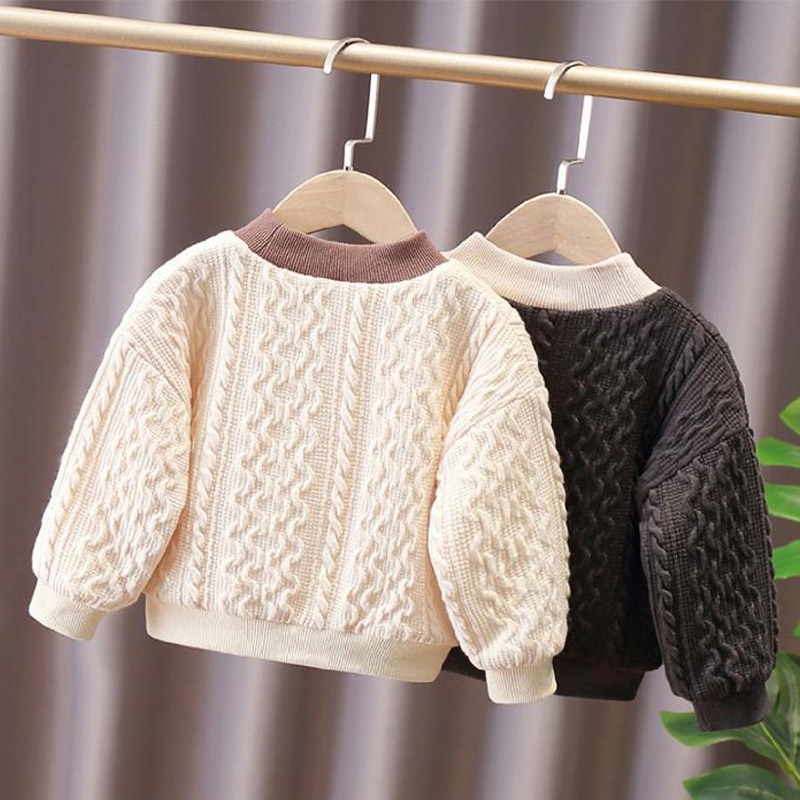 Áo sweater Dệt Kim Dày Dặn Thời Trang Thu Đông Phong Cách Hàn Quốc Cho Bé Trai Và Gái