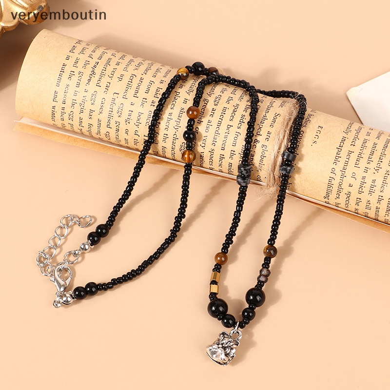 Vòng Cổ Chuỗi Hạt Mặt Sư Tử May Mắn Phong Cách Trung Hoa Cổ Điển Dành Cho Nam Nữ