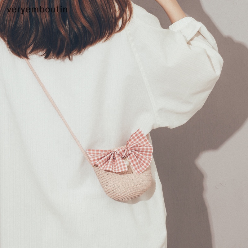 Túi Xách Công Chúa Đan Rơm Thủ Công Một Bên Vai Đựng Tiền Xu Tinh Tế in Họa Tiết Hoạt Hình Dễ Thương Cho Trẻ Em n