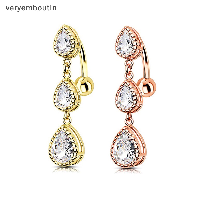 Khuyên Rốn Hình Giọt Nước Bằng Thép Không Gỉ Đính Đá Quyến Rũ Cho Nữ