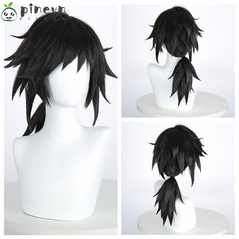 PINEVN Tóc Giả Bằng Lụa Dày Dặn Màu Đen Nhẹ Chịu Nhiệt Độ Cao Hóa Trang Nhân Vật Anime Cho Người Lớn