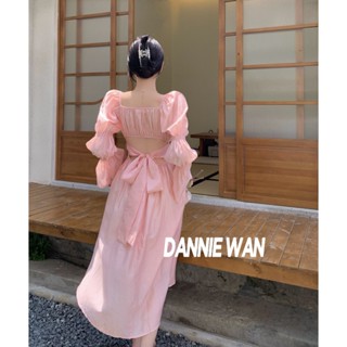 DannieWan chân váy bánh bèo 2 dây dáng dài đầm đen váy nữ xinh bánh bèo A92M13W