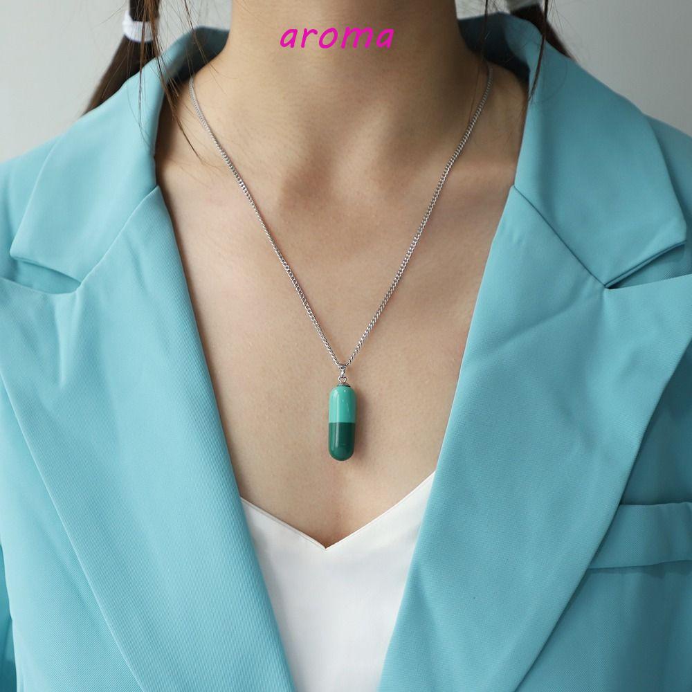 AROMA Vòng cổ Mặt Hình Viên Con Nhộng Đơn Giản Cho Nữ