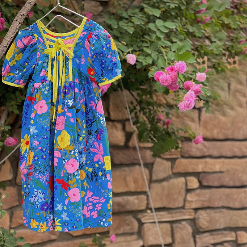 Đầm Công Chúa Tay Phồng Cổ Tròn Họa Tiết Hoa Thời Trang Mùa Hè Hàn Quốc Cho Bé Gái