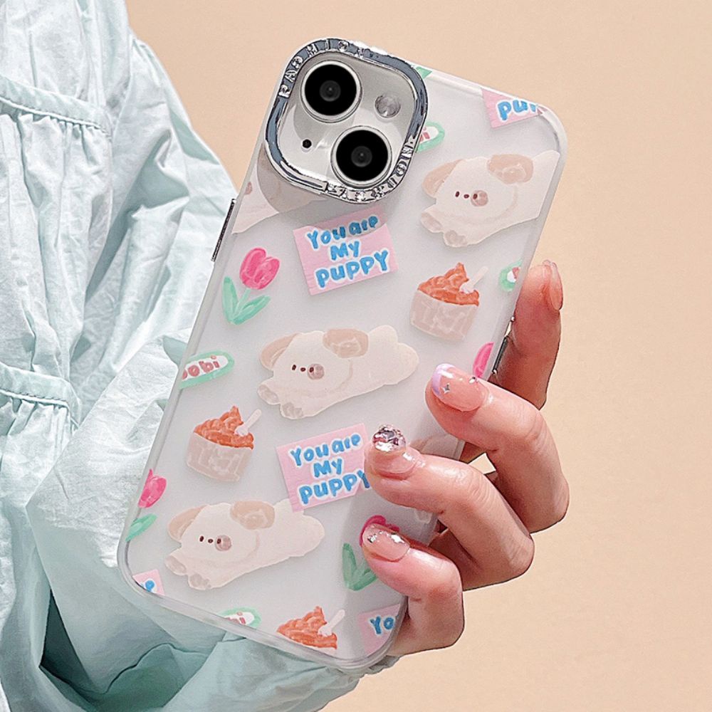 Ốp Điện Thoại TPU Mềm Chống Sốc Mạ Điện Họa Tiết Cún Hoạt Hình Dễ Thương Cho IPhone 14 13 12 11 Pro Max X XR 8 7 Plus