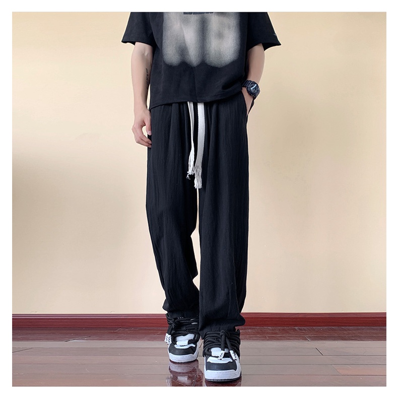 Quần Dài Vải Lụa Lạnh Mỏng Thoáng Khí Cỡ Lớn Thời Trang Mùa Hè Cho Nam