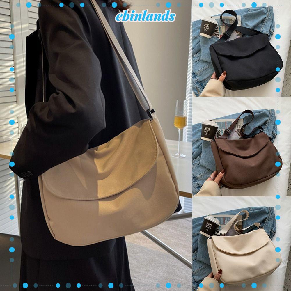 EBINLANDS Túi Đeo Vai Bằng Vải Cotton Màu Sắc Đơn Giản