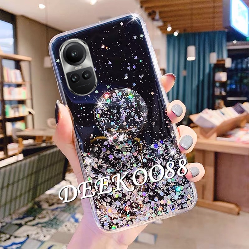 Ốp Điện Thoại TPU Mềm Hình Ngôi Sao Lấp Lánh Gắn Giá Đỡ Cho OPPO Reno10 Pro Plus Pro + 5G 2023 Reno 10 10Pro Reno10Pro +