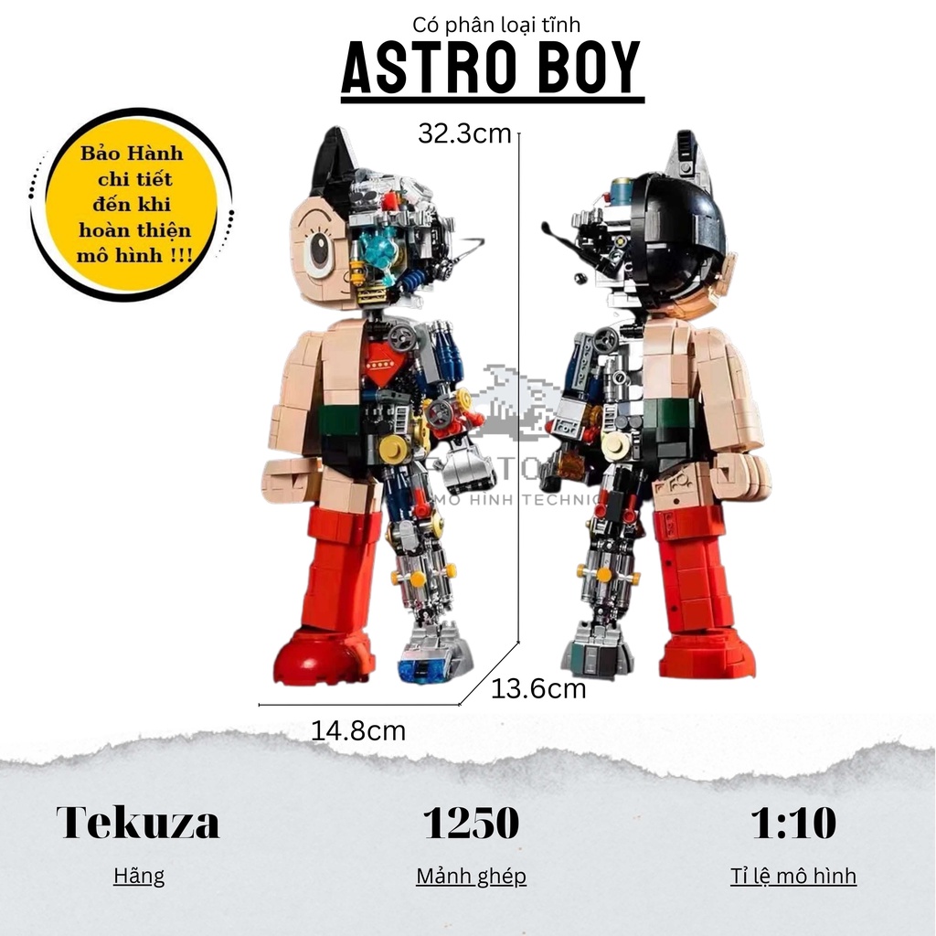 Mô hình lắp ráp technic nhân vật Astro Boy 86203 tỉ lệ 1:10 1250 mảnh ghép bảo hành 1:1 bởi Pluton