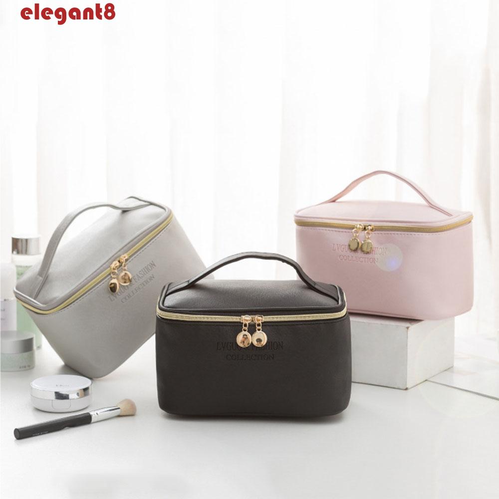 ELEGANT 1 Túi Đựng Đồ Trang Điểm Chống Nước Sức Chứa Lớn Có Khóa Kéo Cho Nữ