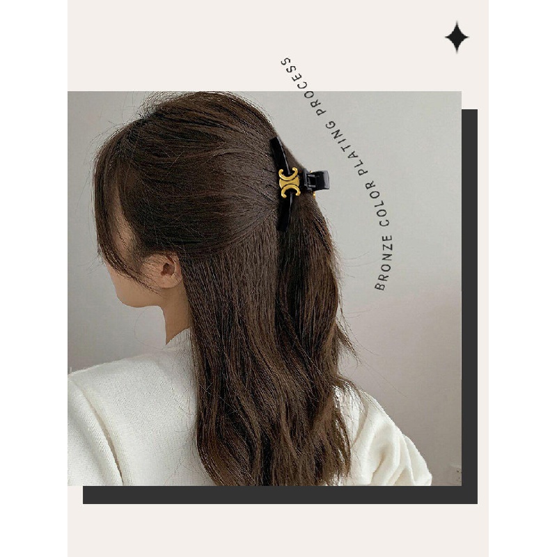 Kẹp Tóc Hình Cá Mập Màu Đen Phong Cách Retro Cao Cấp Cho Nữ